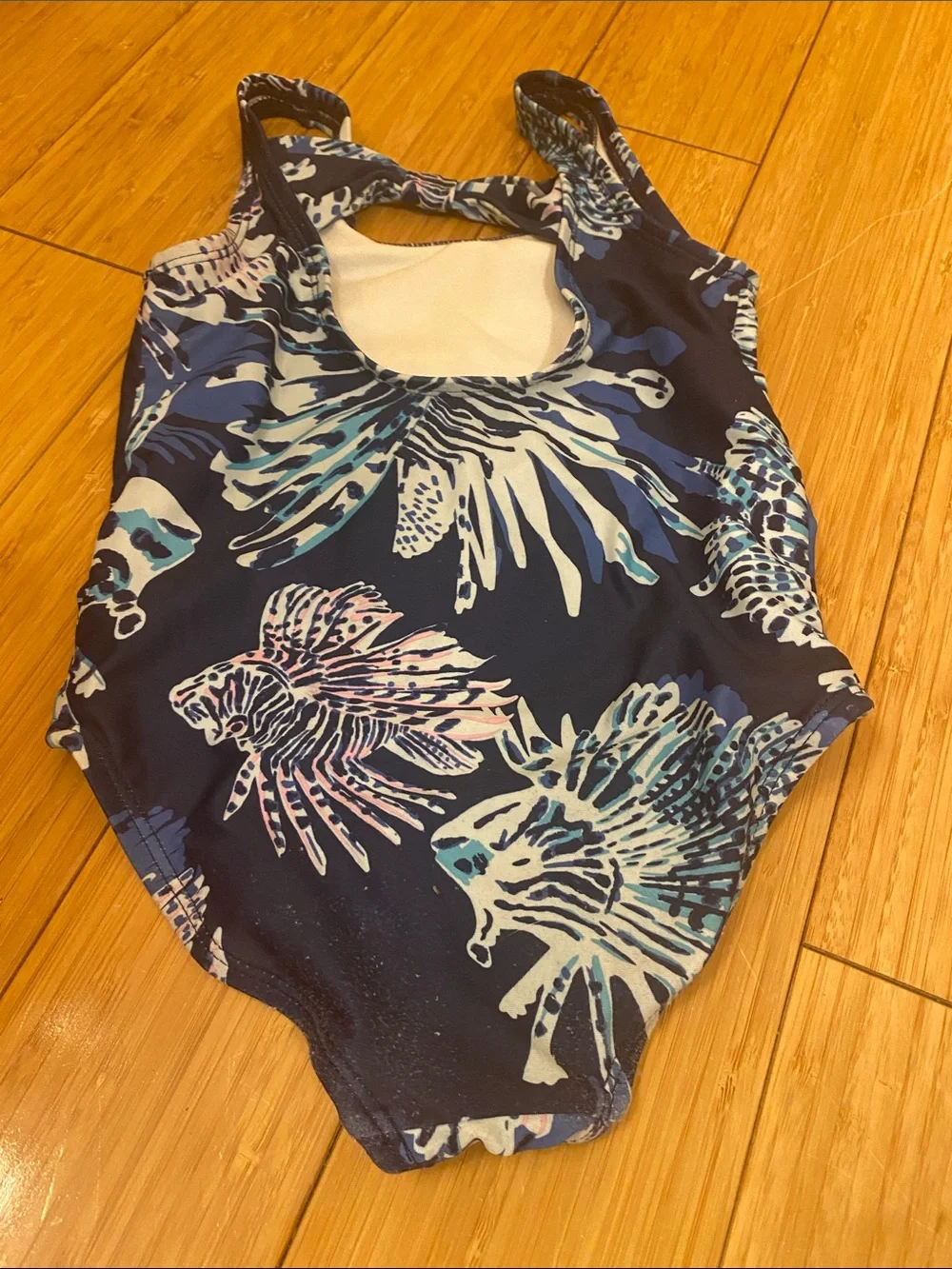 Girls' One-Piece Swimsuit - Pink Palm Print